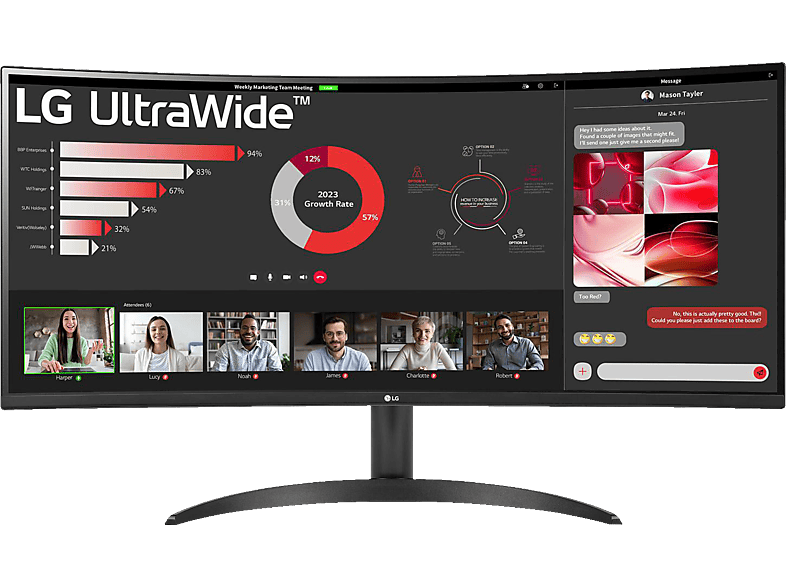 LG UltraGear 34WR50QK-B 34 Zoll  QHD  Monitor  5 ms Reaktionszeit 100 Hz 