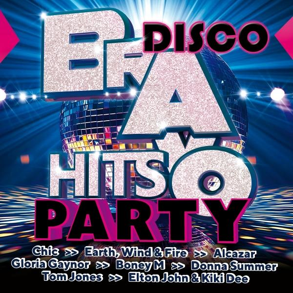 Bravo Disco Hits Party Albumcover mit Discokugel, Text und Künstlernamen.