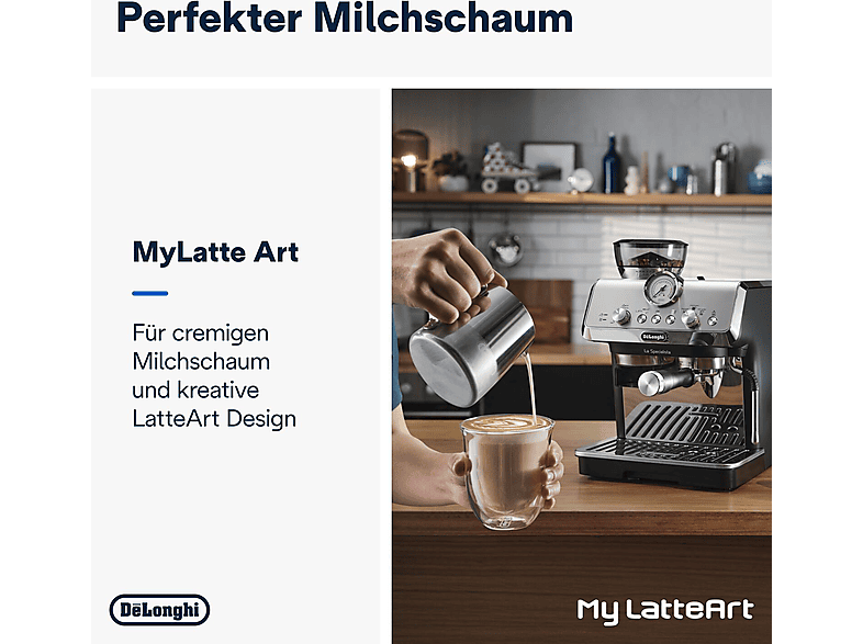 DELONGHI La Specialista Arte EC9155.MB - 8 Mahlgrade und vorprogrammierte Kaffee-Rezepte, Siebträger Espressomaschine Edelstahl/Schwarz