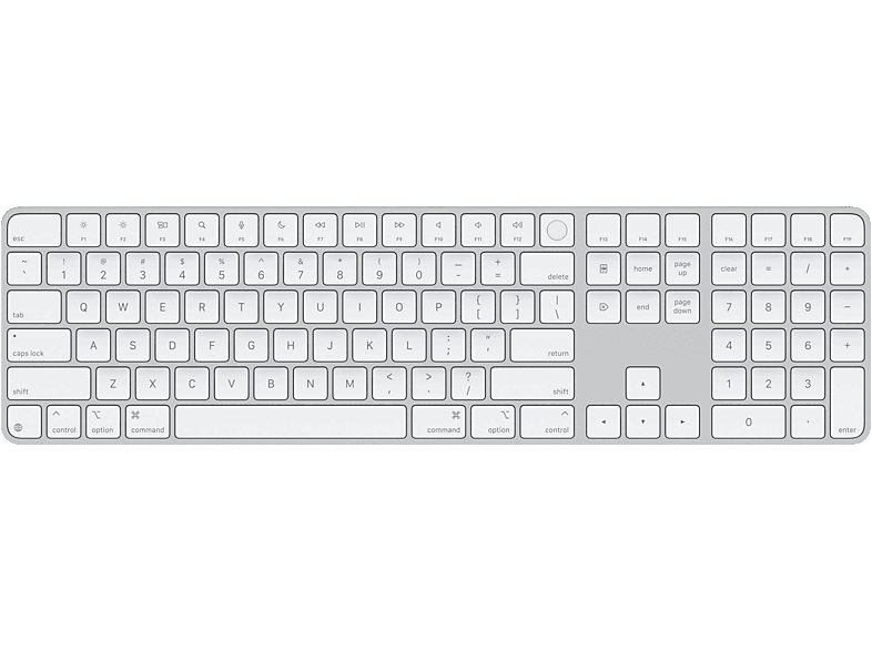 APPLE Magic Keyboard Touch ID (2024) vezeték nélküli billentyűzet, US Angol kiosztás, fehér (MXK73LB/A)