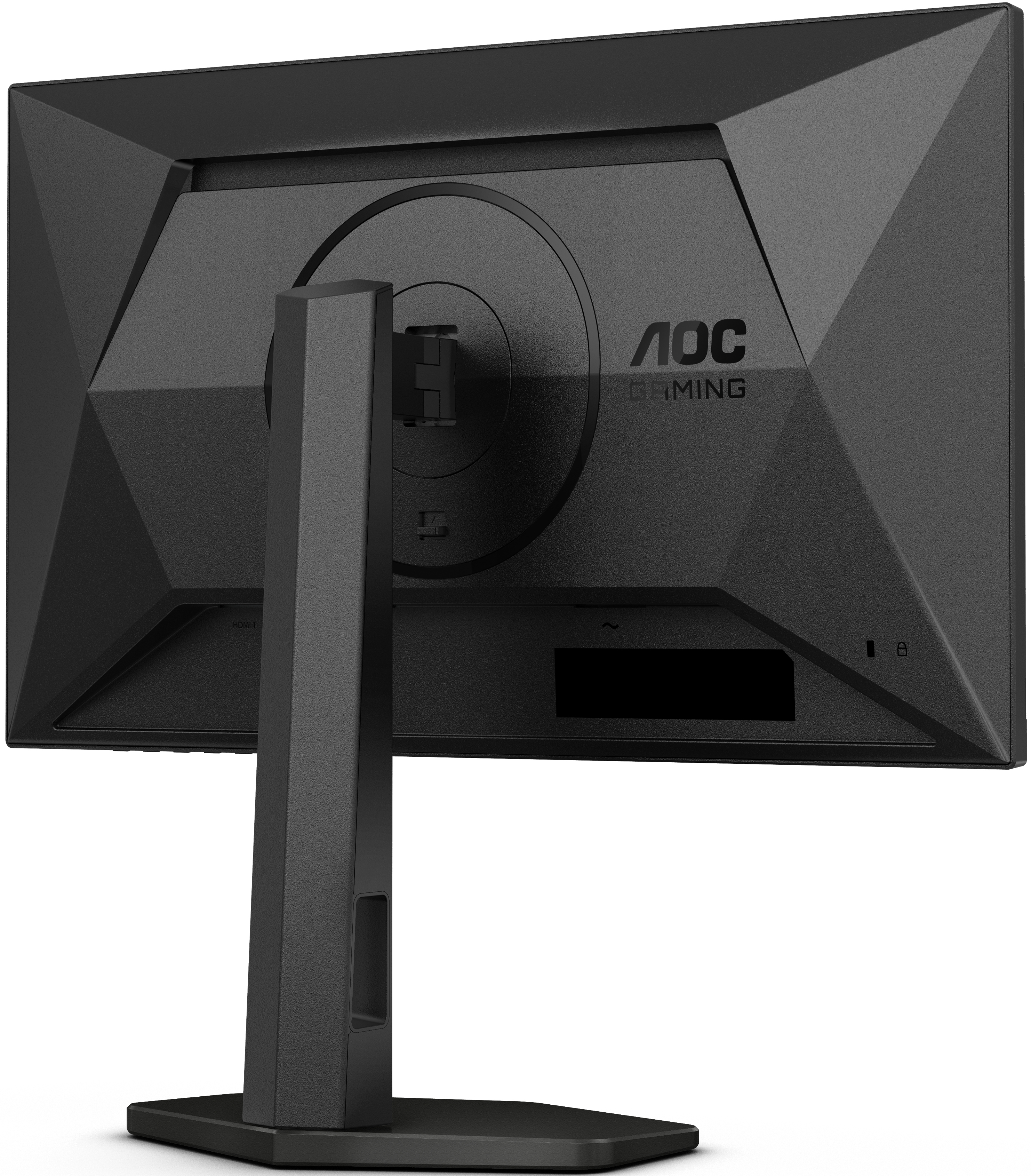 Rückansicht eines schwarzen Gaming-Monitors. AOC Gaming Logo sichtbar.