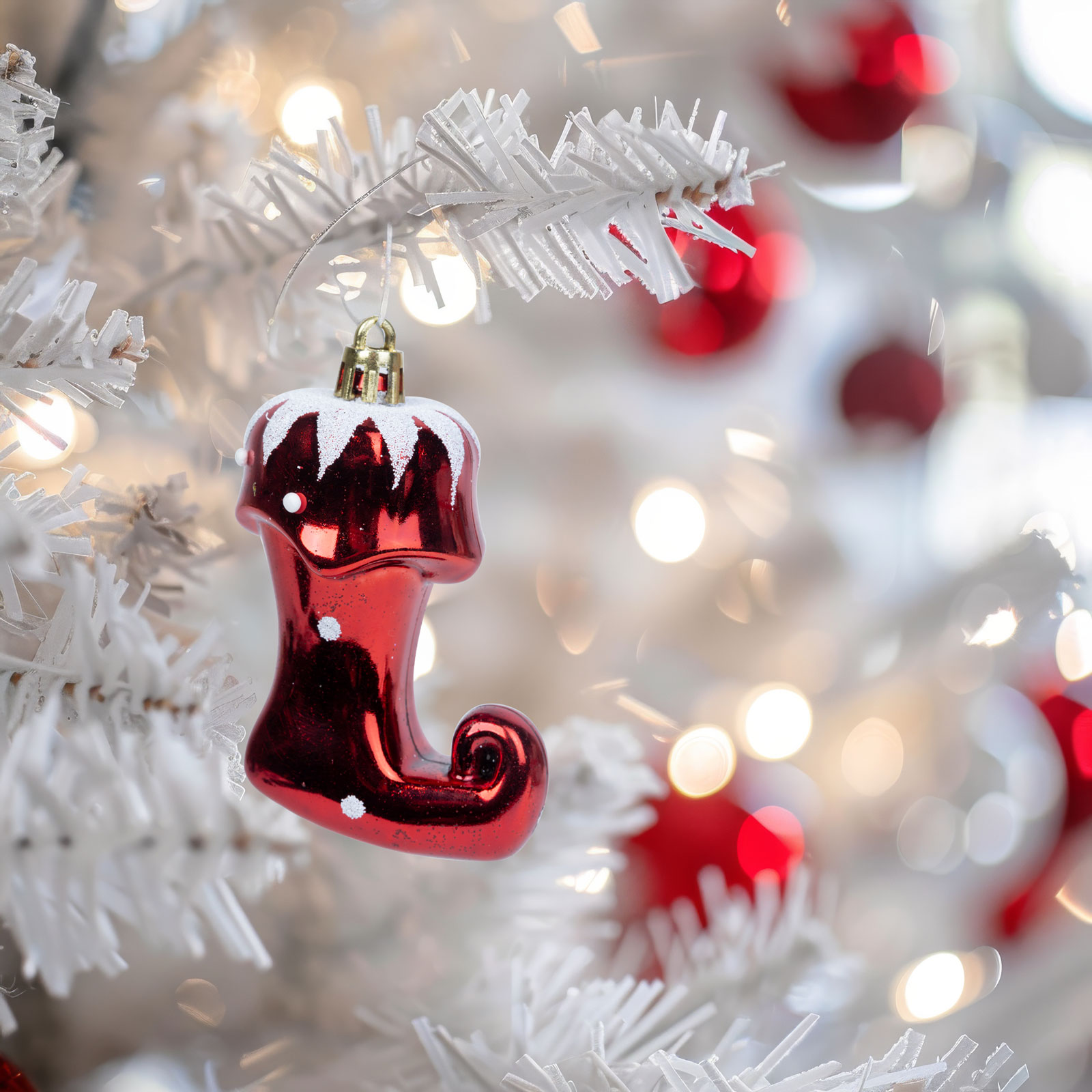 FAMILY CHRISTMAS Karácsonyfadísz, fényes csizma, 8x6x4 cm (58588)