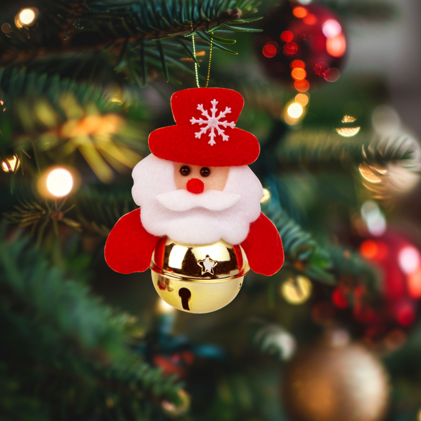 FAMILY CHRISTMAS Karácsonyfadísz, Mikulás csengettyűvel, 11x10 cm (58589A)