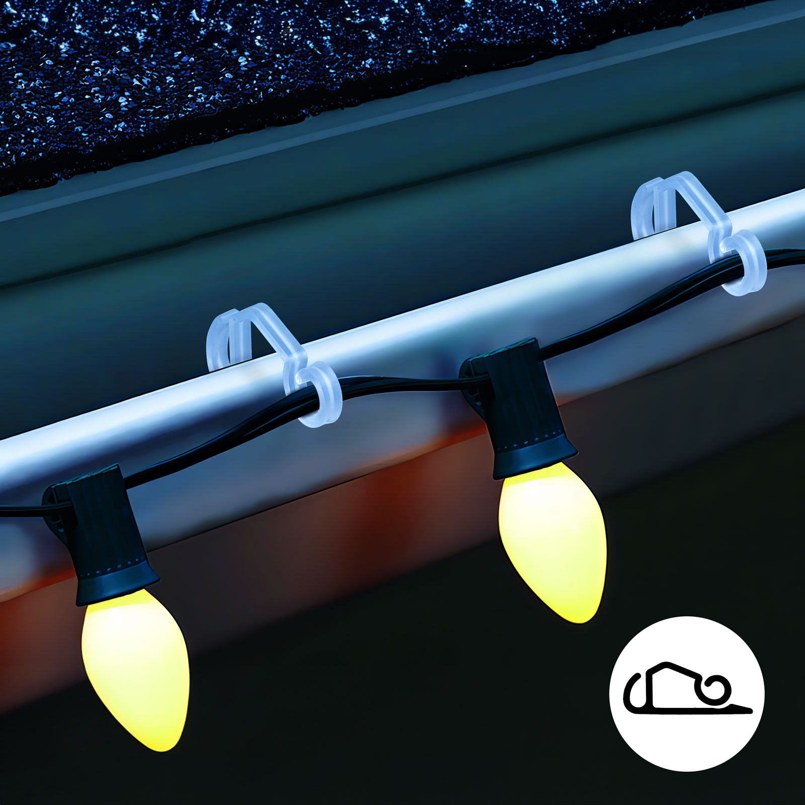 FAMILY CHRISTMAS Ereszcsatorna akasztó szett, átlátszó (58944B)