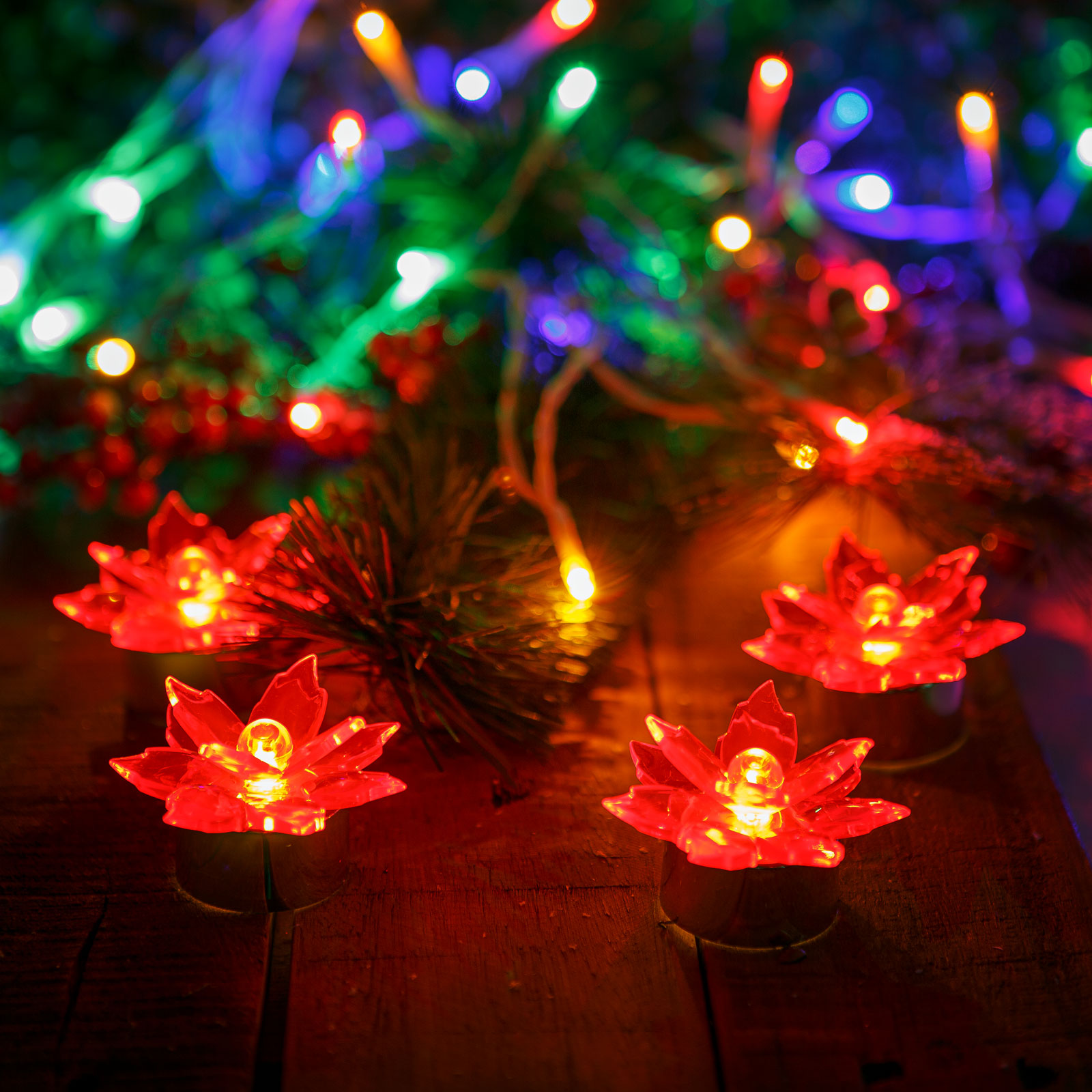 FAMILY DECOR LED-es virág dekoráció, elemes (58973)