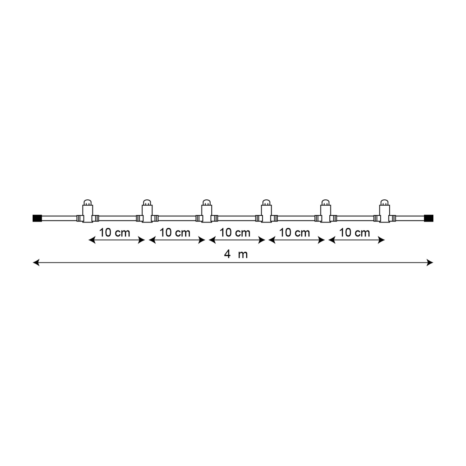 Diagramma di una serie di luci, con annotazioni di misurazione.