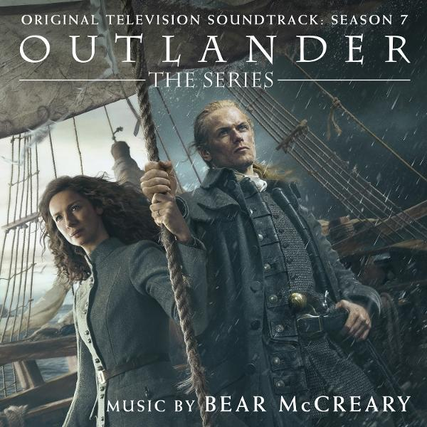 Outlander DVD-Cover. Zwei Personen in historischer Kleidung auf einem Schiff bei stürmischem Wetter.