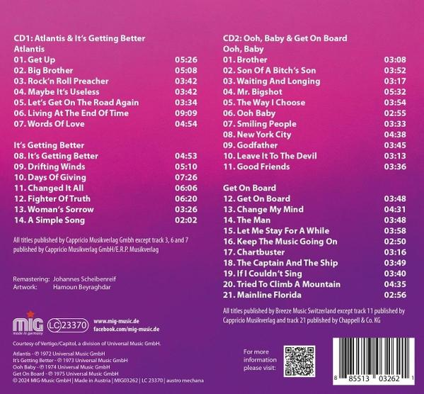CD-Cover mit Titellisten für 'Atlantis & It's Getting Better' und 'Get On Board'.
