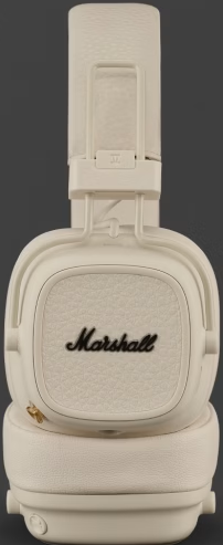 Cuffie Marshall color crema. Le cuffie sono su sfondo neutro e in primo piano.