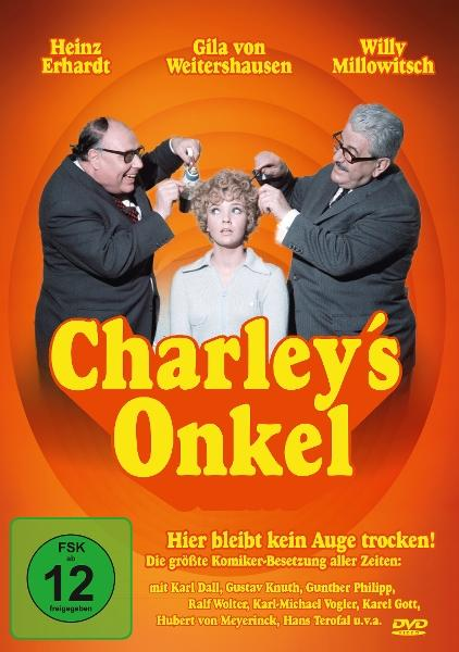 Filmposter mit Zeichentrickfiguren auf orangefarbenem Hintergrund.