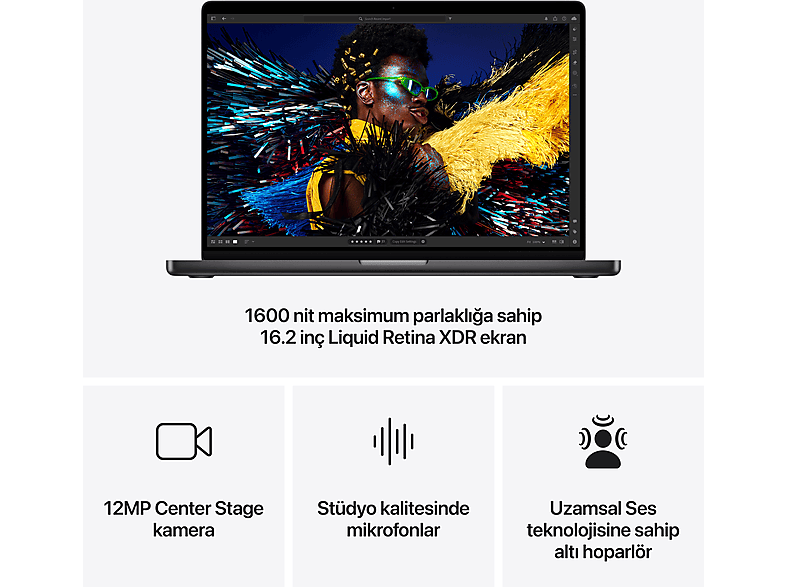 APPLE MX2Y3TU/A/MacBook Pro/Apple M4 Pro İşlemci/14 Çekirdek CPU