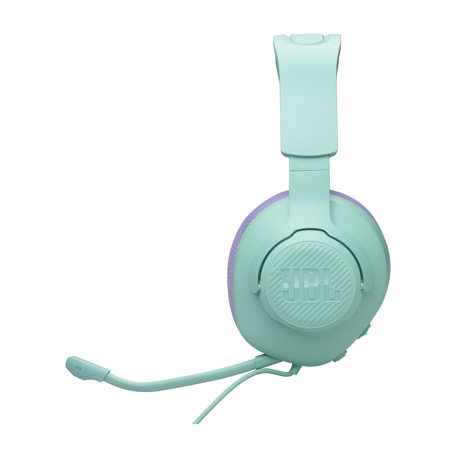 Cuffie JBL verde menta, con microfono, su sfondo bianco.