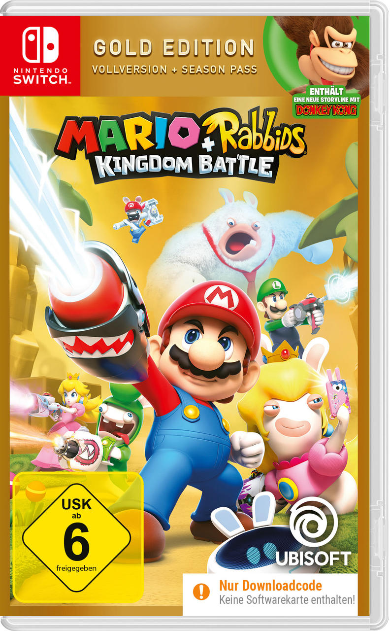Nintendo Switch Spielhülle für Mario + Rabbids Kingdom Battle, Gold Edition.