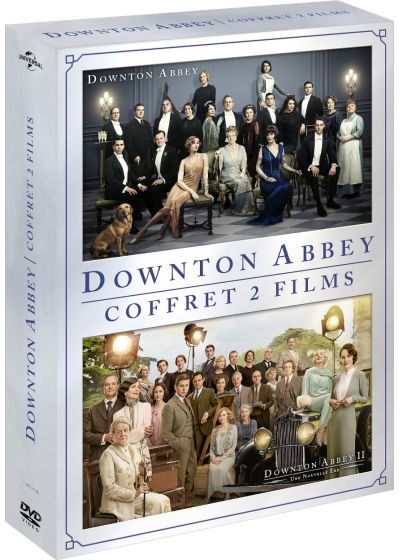 Downton Abbey DVD box set. It has two films and a group of people on the covers.