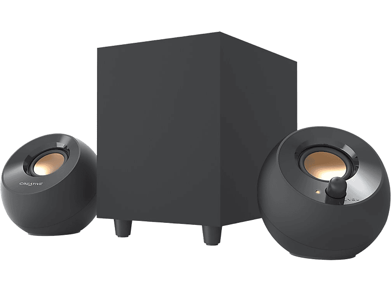 Creative Pebble Plus 2.1 USB-Desktop-Lautsprecher mit Subwoofer, 3.5 mm Stereoklinke, schwarz