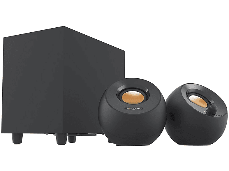 Creative Pebble Plus 2.1 USB-Desktop-Lautsprecher mit Subwoofer, 3.5 mm Stereoklinke, schwarz — Foto 2 von 4