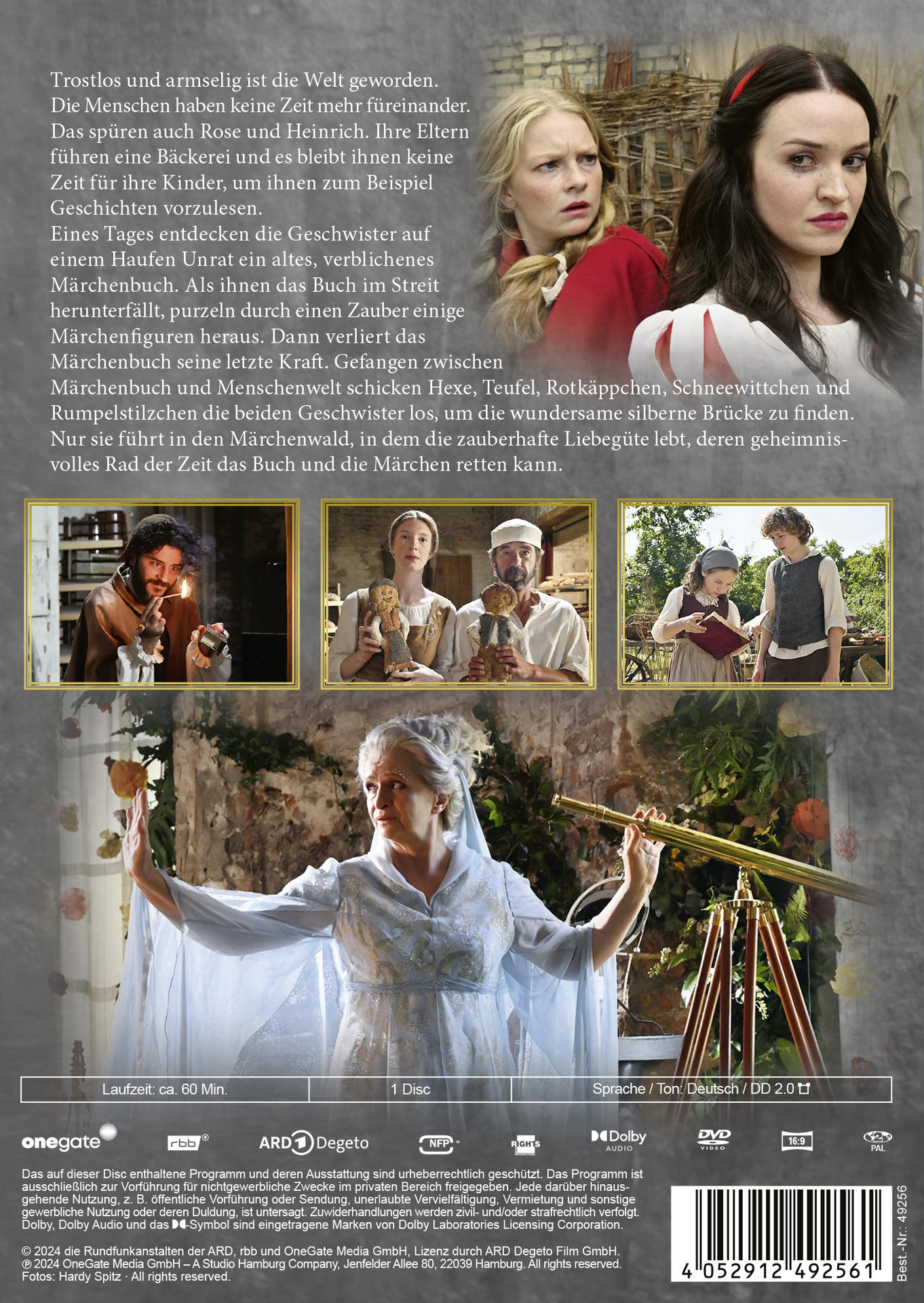 DVD-Rückseite mit Schauspielern, Titel und Story-Details auf Deutsch.