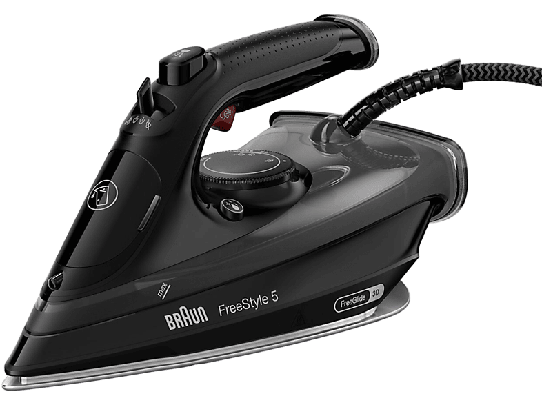 Braun FreeStyle 5 SI5088BK, 2800W, 0.3 l, Golpe 220 g/min, Suela FreeGlide 3D EloxalPlus, Asa ergonómica, Negro
