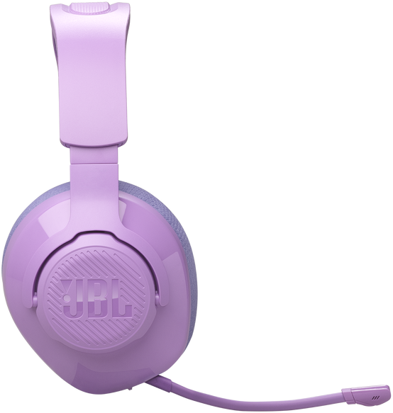 Lila JBL gaming headset mikrofonnal, világos háttér.