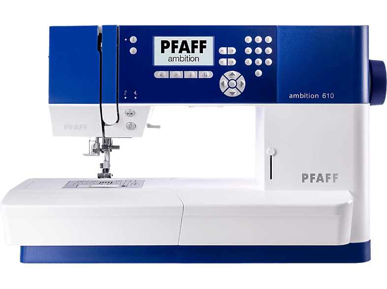 Pfaff ambition™610 Nähmaschine (55 Watt, 110-Stiche, Freiarmnähen, Blau)