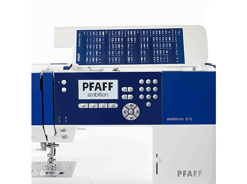Pfaff ambition™610 Nähmaschine (55 Watt, 110-Stiche, Freiarmnähen, Blau) — Foto 3 von 5