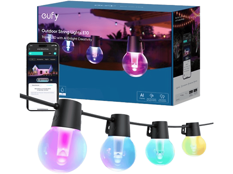 Eufy Buiten Led Lamp String Licht E10 Zwart (t8l10311)