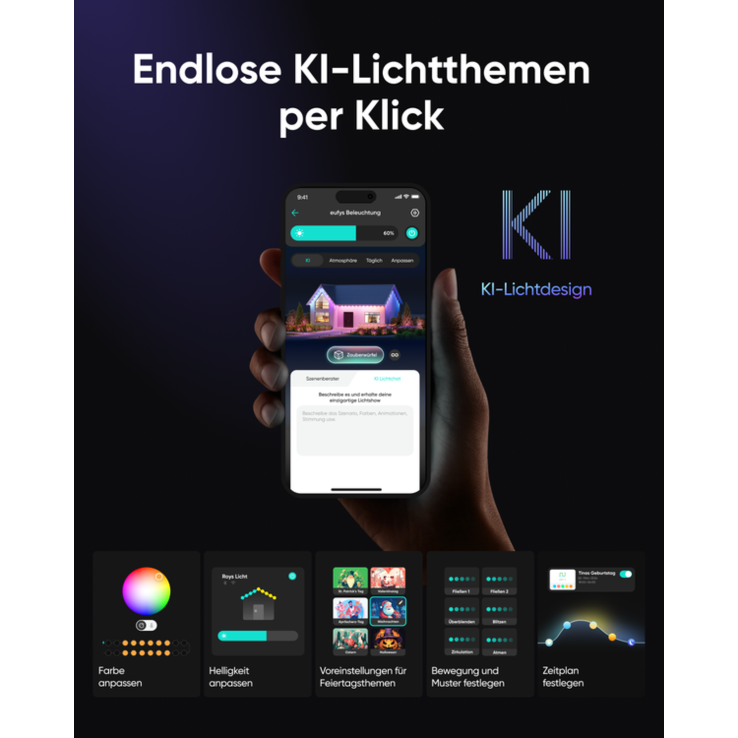 A mobile phone screen showing the control panel of smart lights.