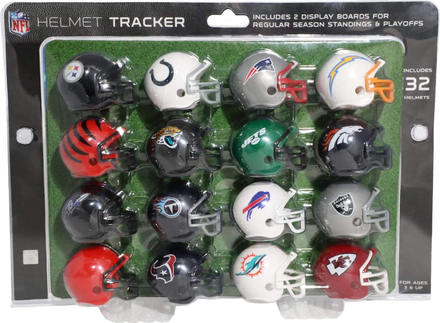 NFL-Helm-Tracker, 32 Helme in einer Kunststoffverpackung.