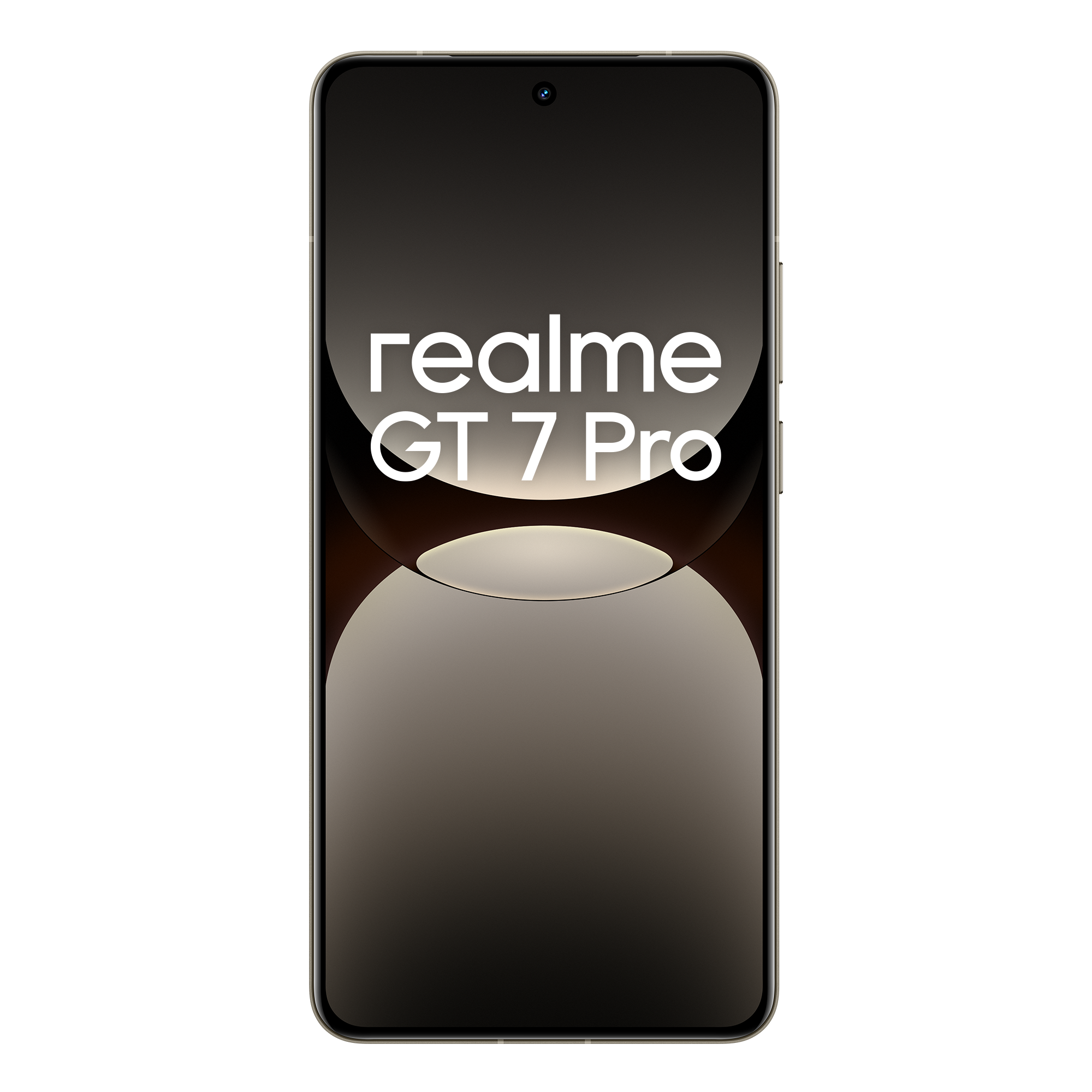 Smartphone negro con las palabras 'realme GT 7 Pro'.