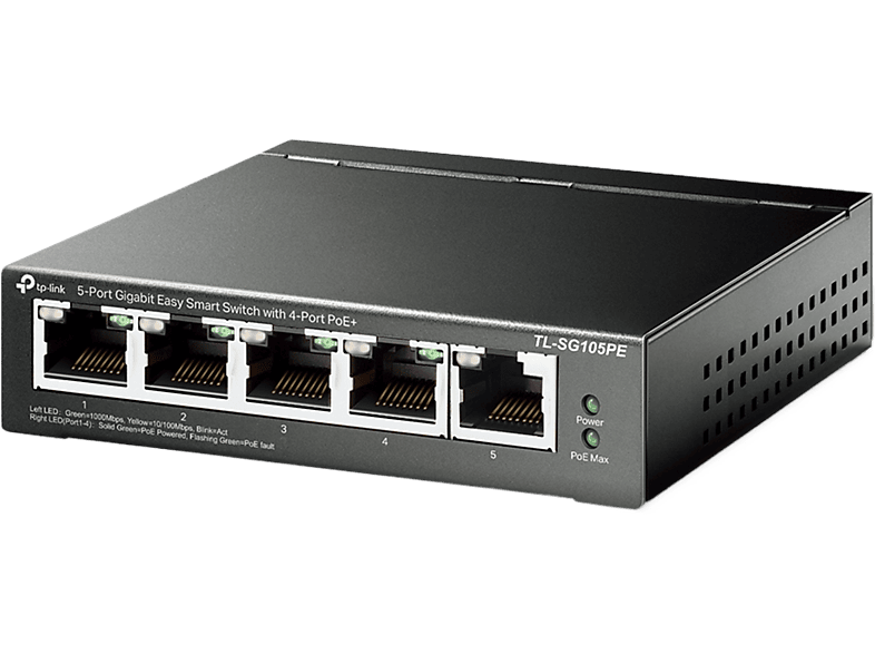 Tp-link Smartswitch Tl-sg105pe 5-poorts Gigabit Easy Met 4 Poe+-poorten Zwart (tl-sg105pe Poe+ Switch)