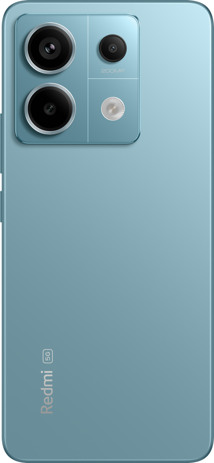 Smartphone con parte trasera azul, tres cámaras y logotipo Redmi.