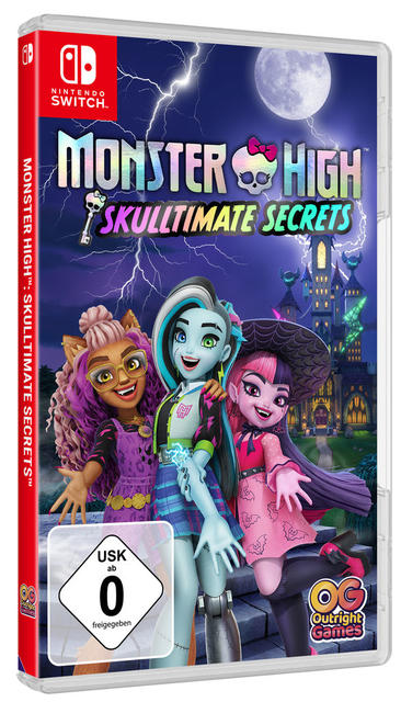 Nintendo Switch-Spielhülle für 'Monster High: Skulltimate Secrets' mit Charakterkunst.
