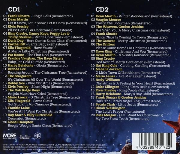 Eine Liste von Weihnachtsliedern auf zwei CDs, mit Albumcover und Barcode unten.