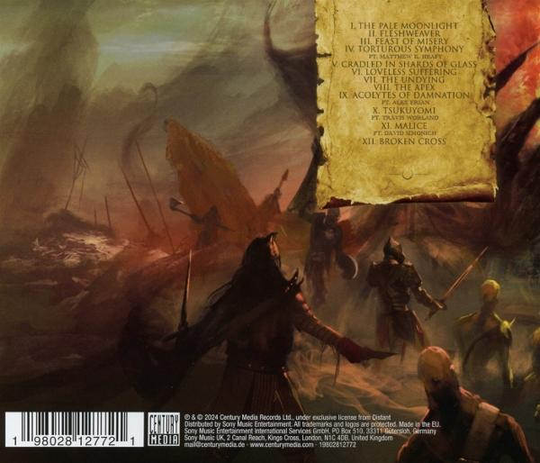 Albumcover mit einer Fantasy-Kampfszene, Kriegern und einer zerfallenden Landschaft.
