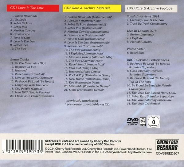CD-Hülle mit einer Titelliste verschiedener Alben und einer Liste von Bonustracks und Performances.