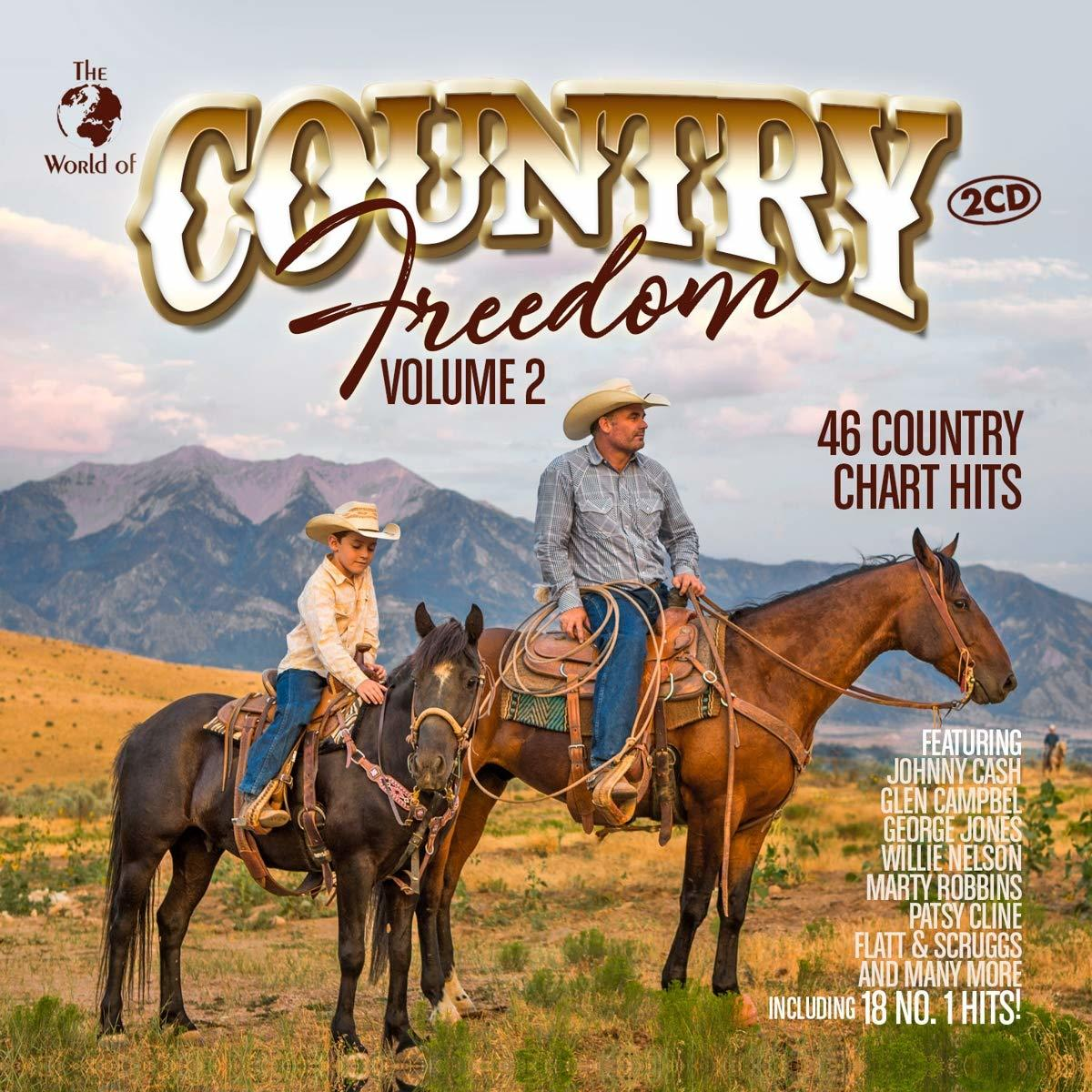 Albumcover "Country Freedom" mit Cowboys auf Pferden, Bergen im Hintergrund.