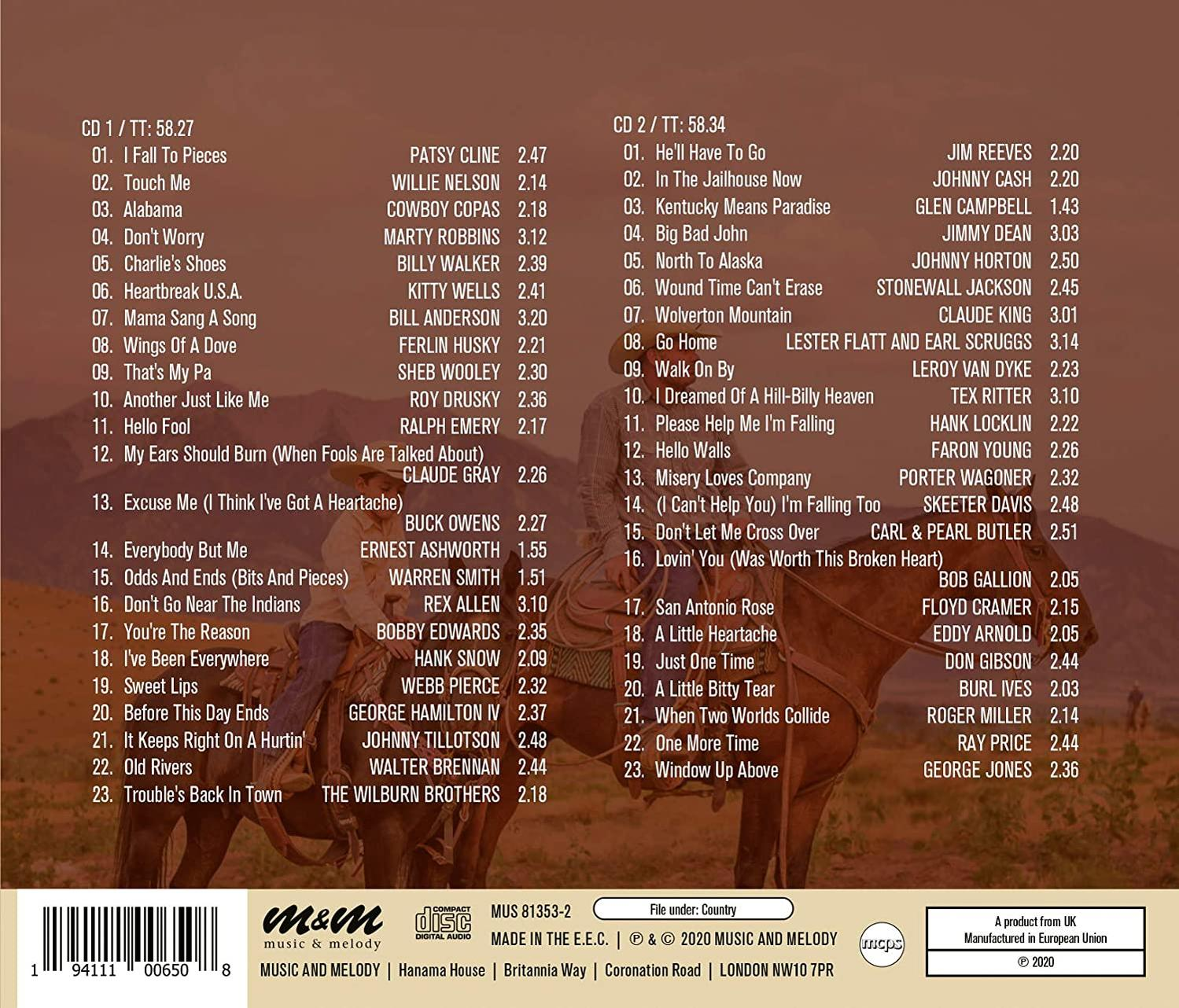 Rückseite einer CD mit Titelliste und einem Bild eines Pferdewagens.