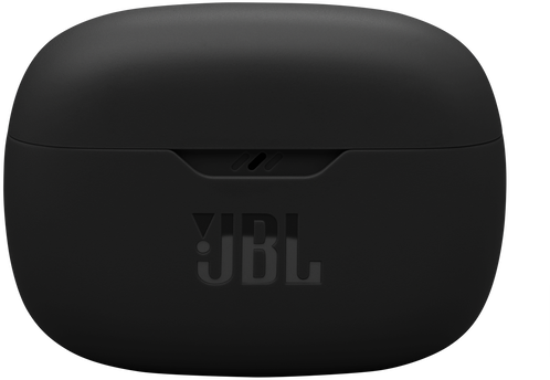 Egy fekete JBL töltőtok a JBL logóval az elején.