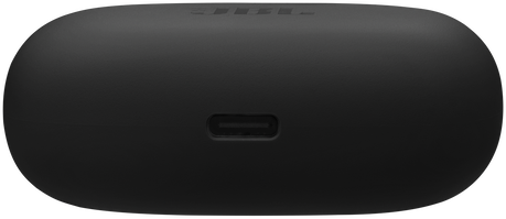 Fekete USB-C port közelről, fekete eszközön. A port középen van.
