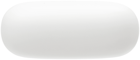 Egy fehér, ovális alakú termék, valószínűleg egy tablet vagy egy kis eszköz, egyszerű háttér előtt.