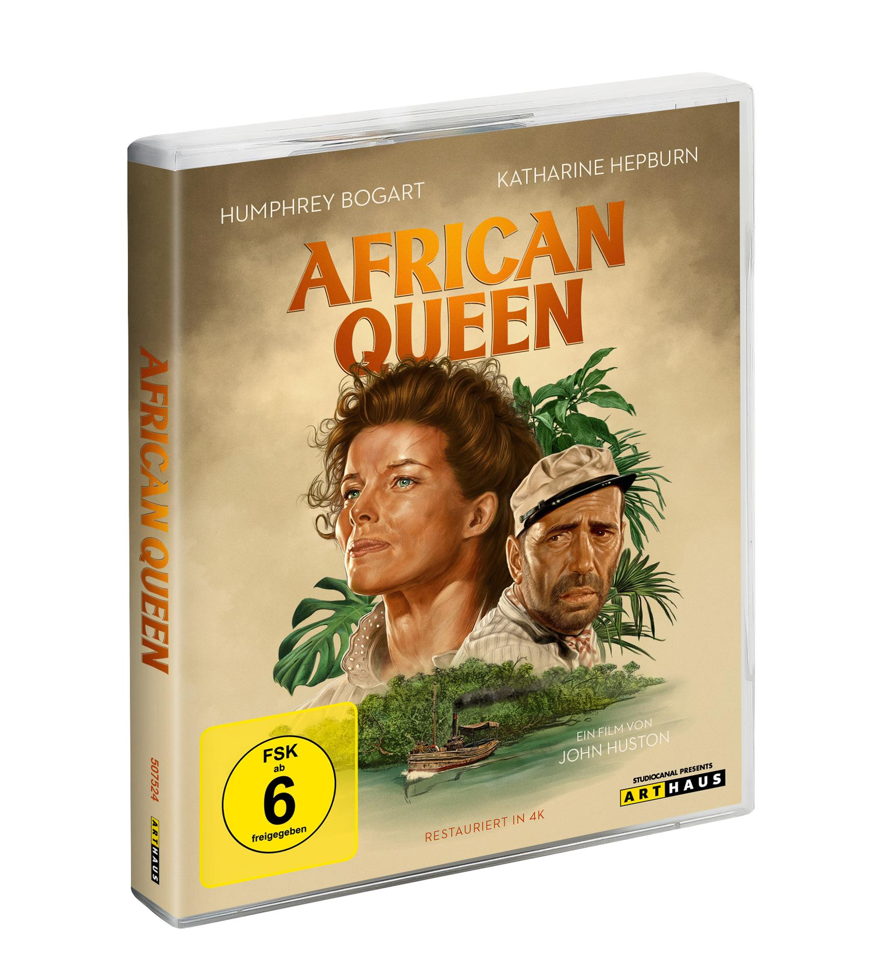 Eine DVD-Hülle mit dem Filmplakat für „African Queen“ mit Humphrey Bogart.