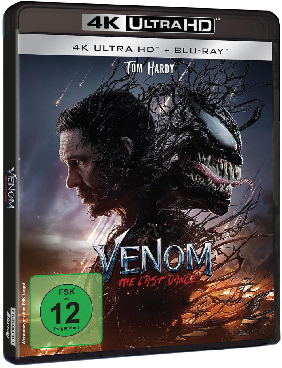 Ein Filmcover mit Tom Hardy. Der Filmtitel ist Venom: The Last Dance. Ein grüner FS12-Aufkleber ist sichtbar.