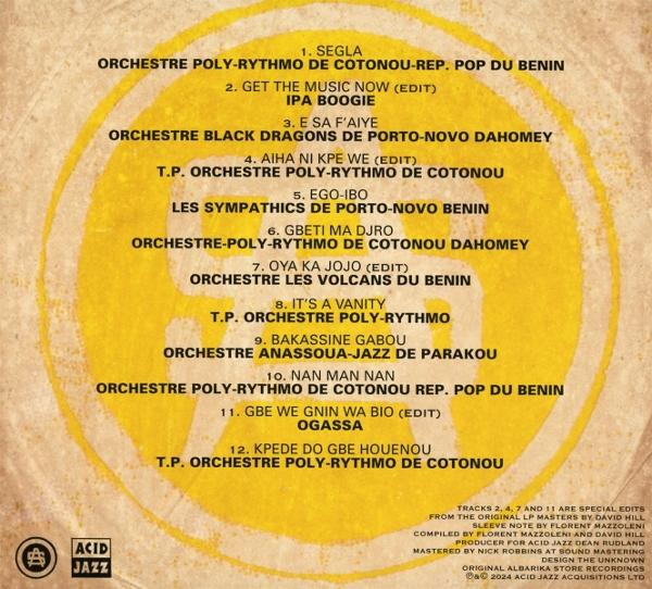 Albumcover mit Trackliste, überwiegend gelb und braun, mit Text.