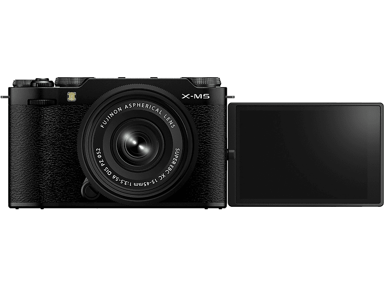 FUJIFILM X-M5 Schwarz + XC15-45MMF3.5-5.6 OIS PZ Spiegellose Systemkamera mit Objektiv 15-45 mm, 7,6 cm Display Touchscreen