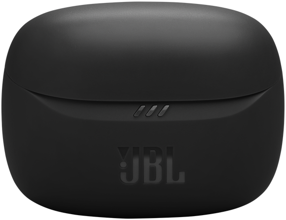 Fekete töltőtok JBL logóval és három kis vonallal.