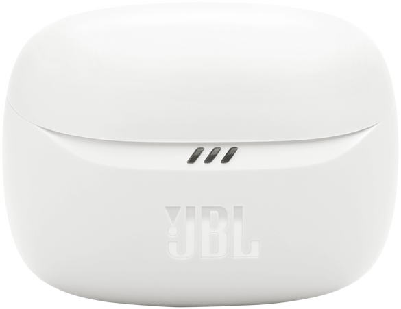 Fehér JBL töltőtok a JBL logóval.