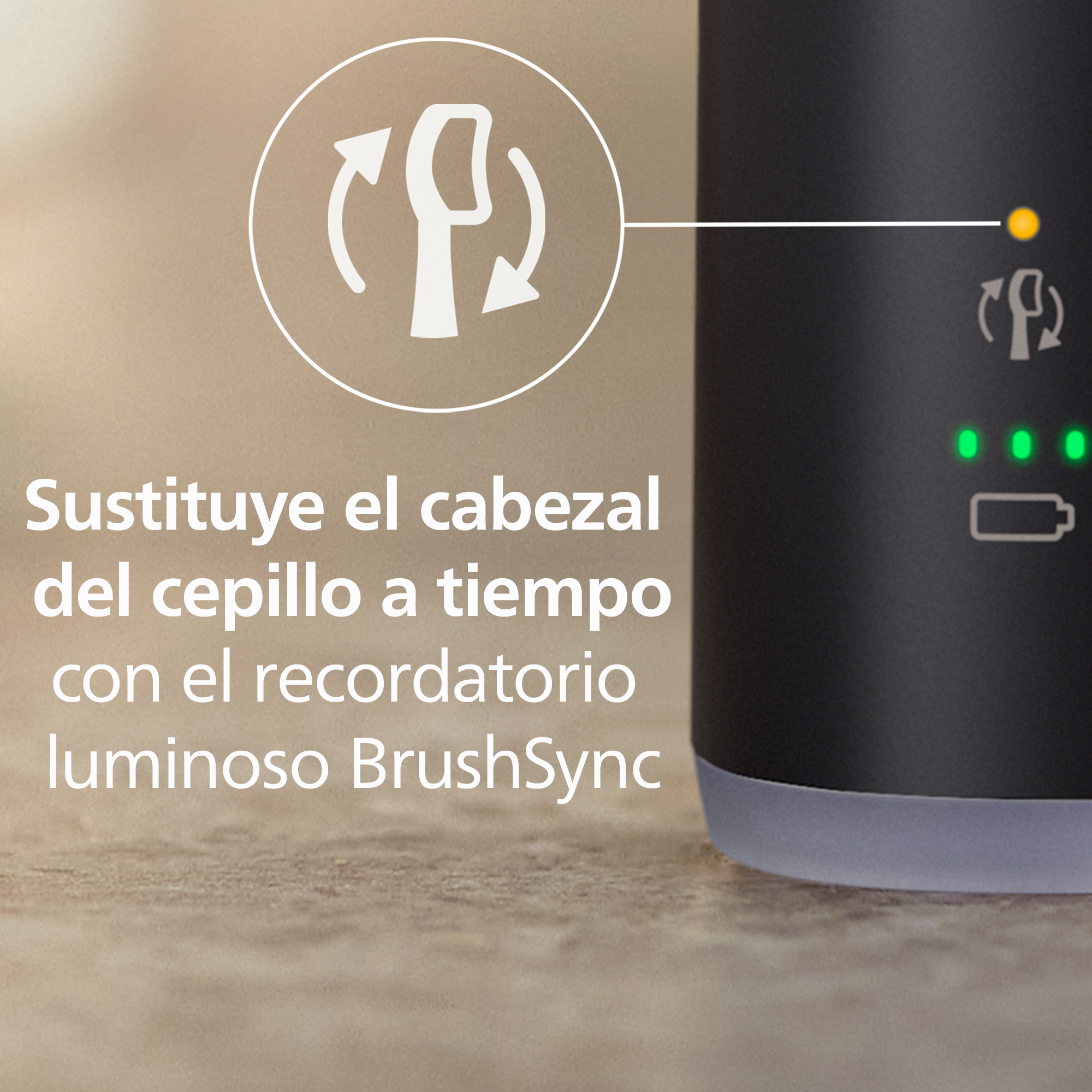 Primer plano de un cepillo de dientes negro y texto en español.