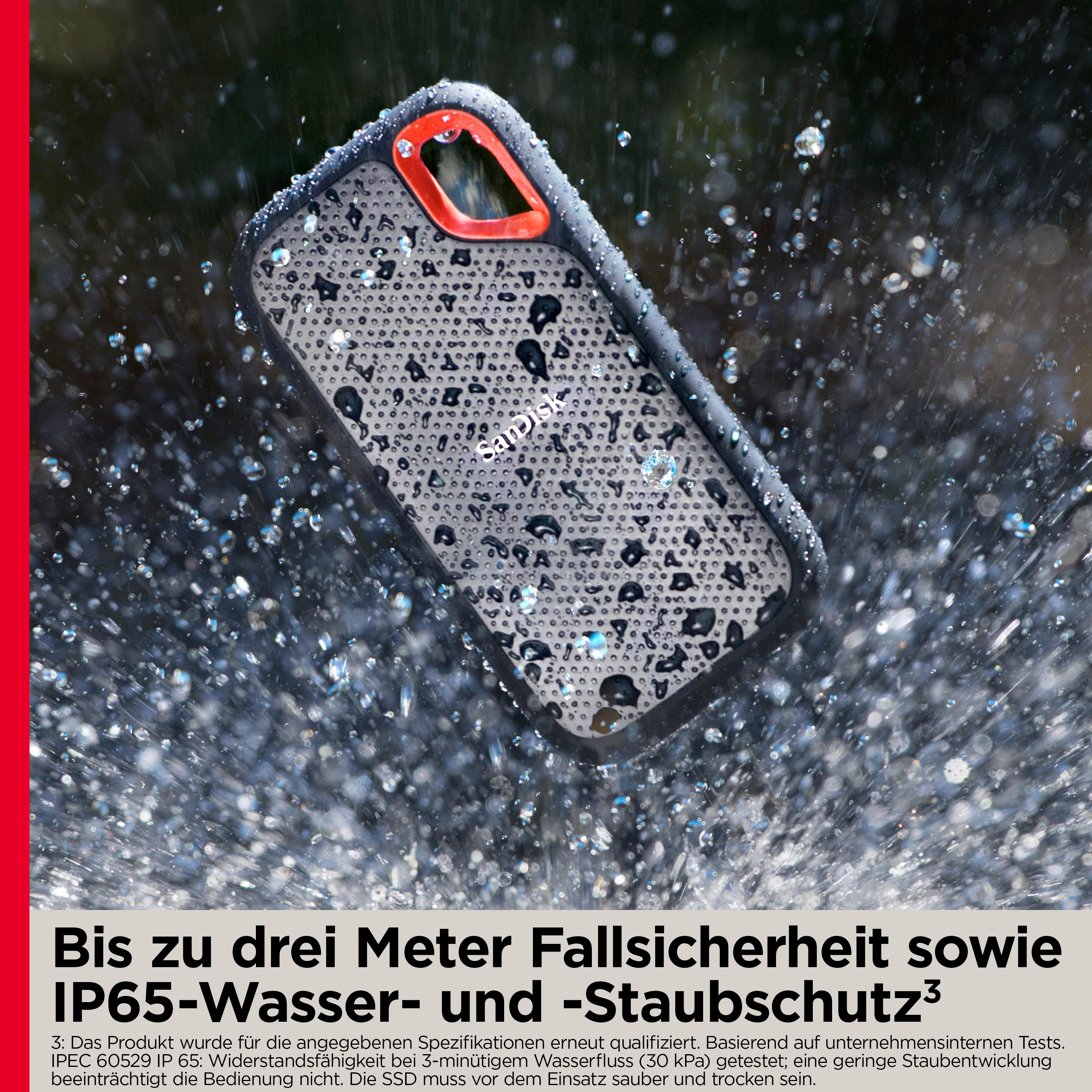 Schwarzes Telefon mit Wassertropfen, roter Rand, Text im Hintergrund.