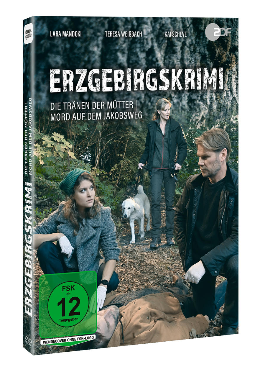 DVD-Hülle mit Filmplakat: eine Frau, ein Hund und zwei Männer im Wald.
