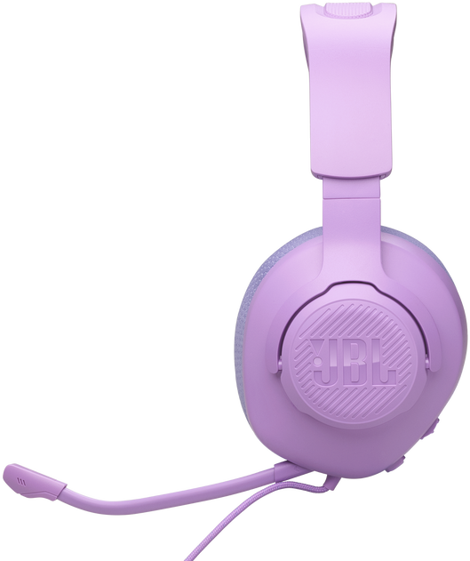 Lila JBL headset mikrofonnal, fehér háttérrel.